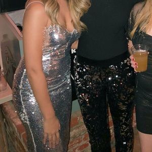 Silver Sparkly Sequin Dress